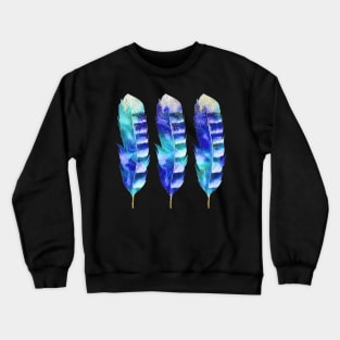 blue watercolor feather Crewneck Sweatshirt